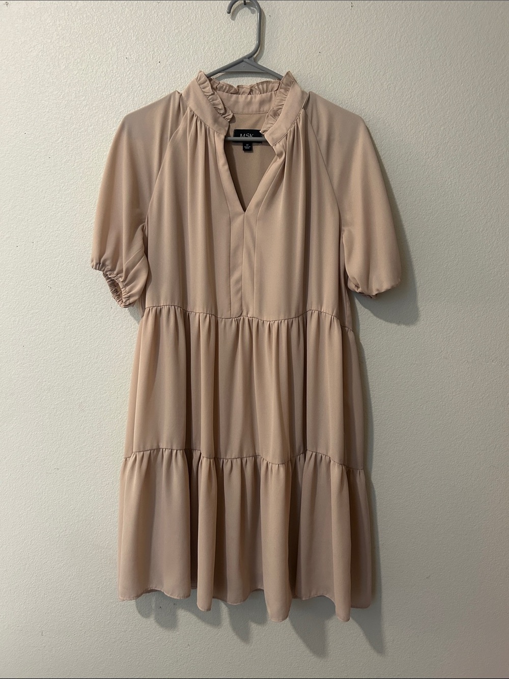 MSK Blush Tiered Ruffle Neck Mini Dress